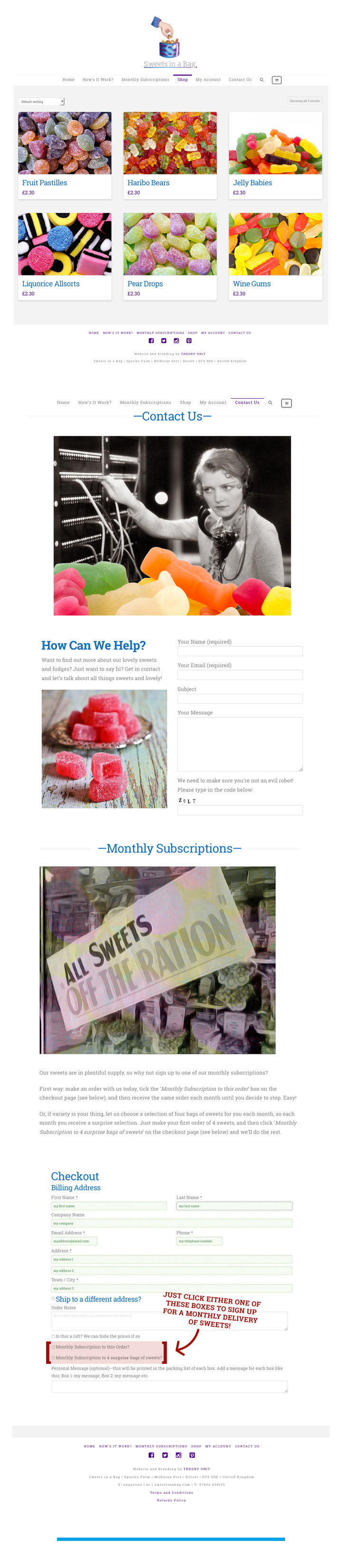 Sweets in a Bag Ecommerce Web Shop in Sherborne
